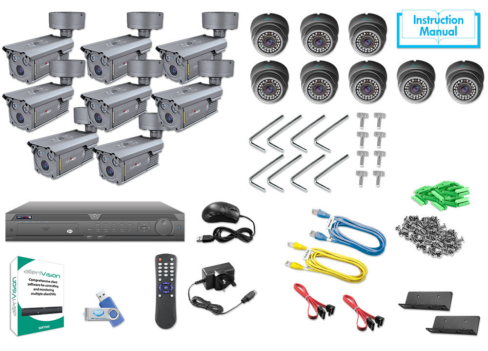 16 Channel NVR+ 4TB + 8 x IP Bullet + 8 x Eyeballs Cameras