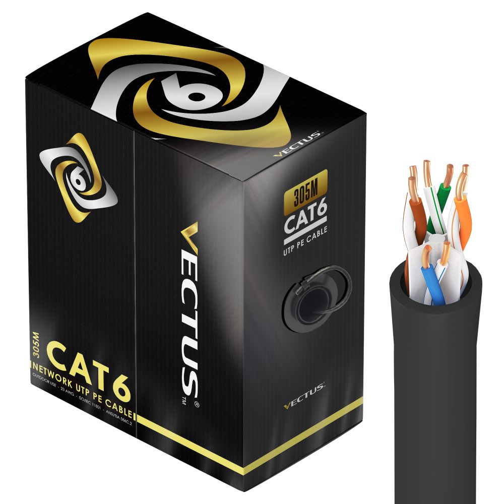 VECTUS CAT6 305M Cable UTP PE, Outdoor (Black)
