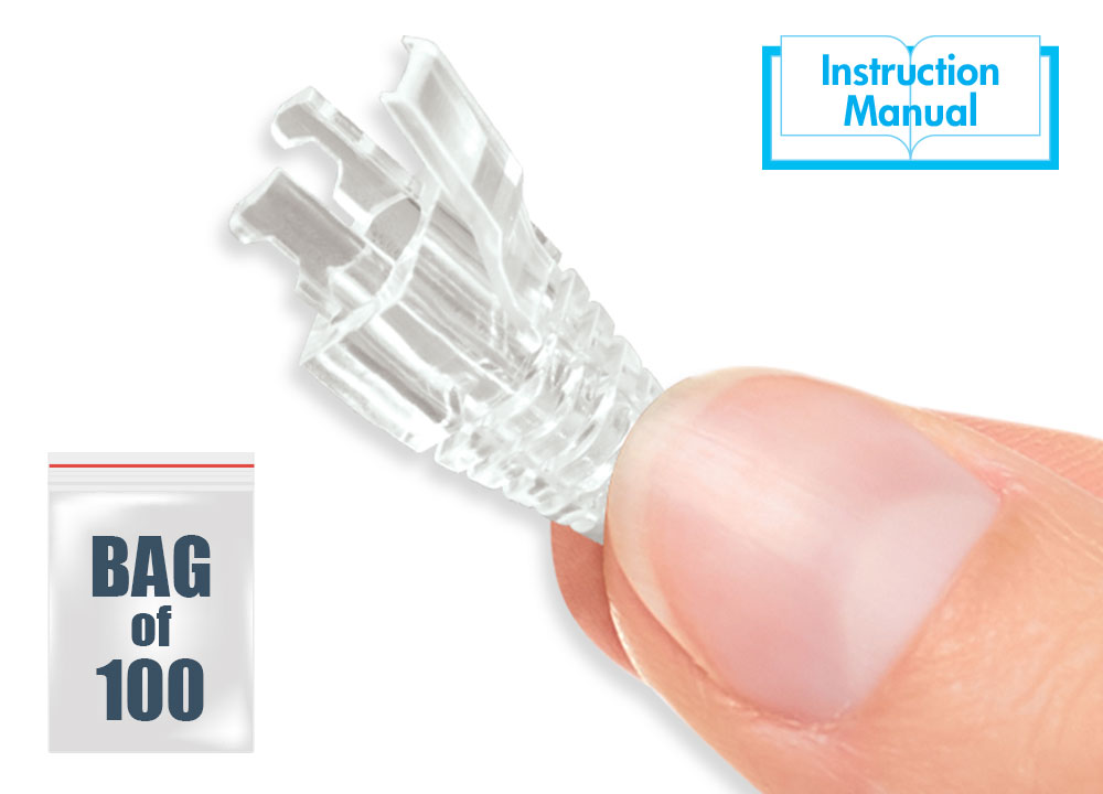 RapidFit RJ45 Clear Polycarbonate Cable Boots x100