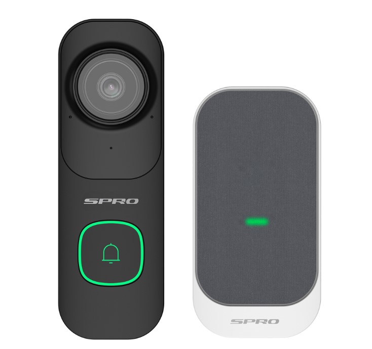 SPRO Doorbell Kit Black � 4MP Wi-Fi 6 Video Doorbell & Indoor Chime (VI-DB01-B + VI-CHIME01-G)