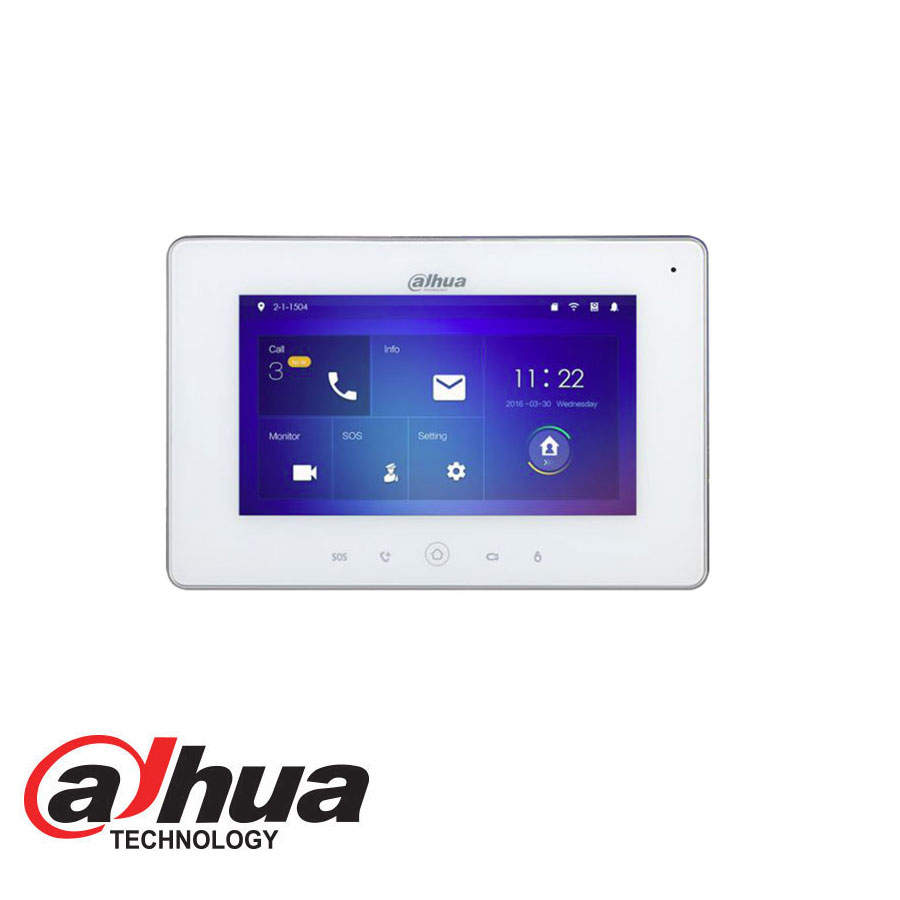 White Indoor 7" Touch Screen Lcd Colour Monitor With Wifi & Camera
