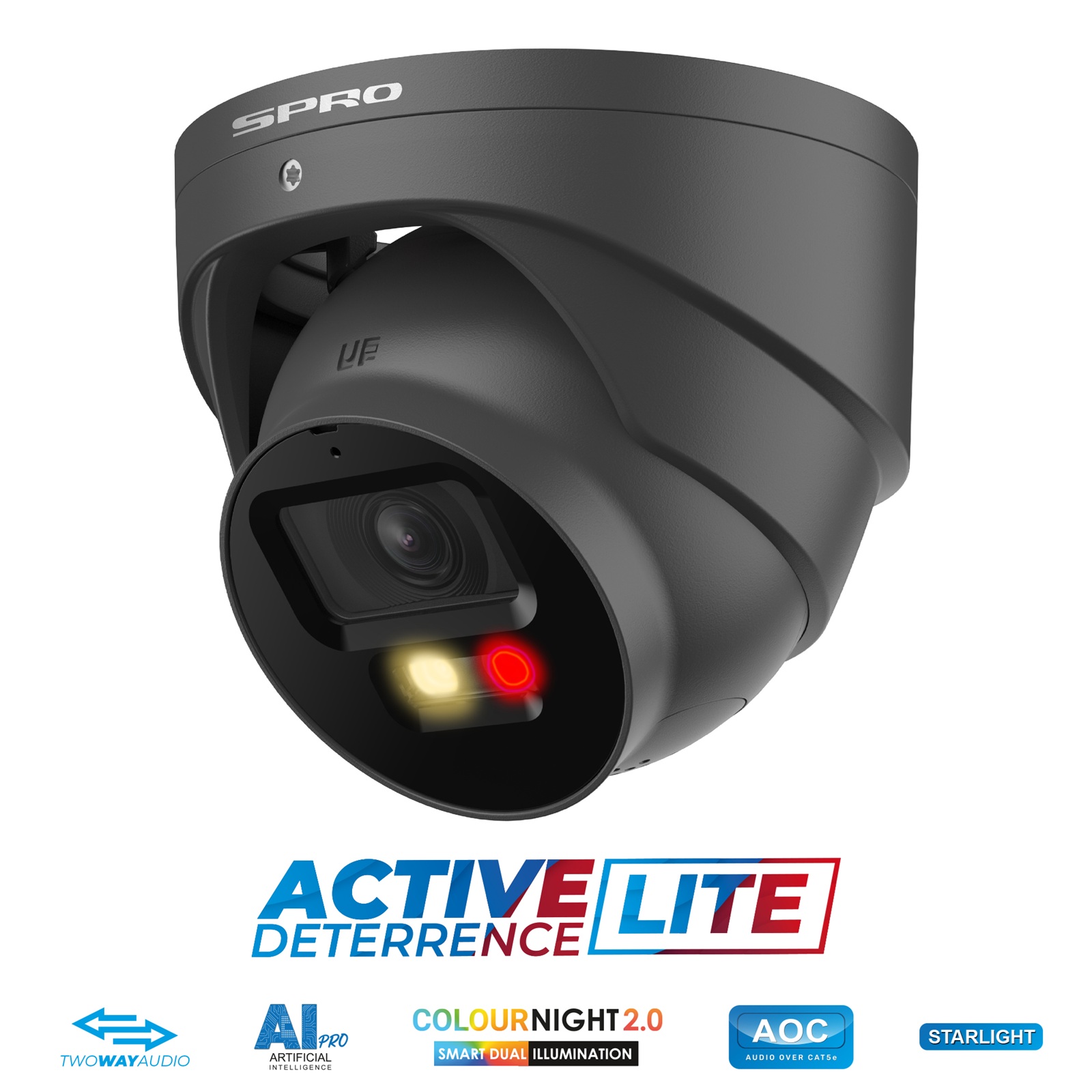 SPRO 6MP IP Turret Active Deterrence LITE CCTV Camera - DHIPD60/28LRG-MS