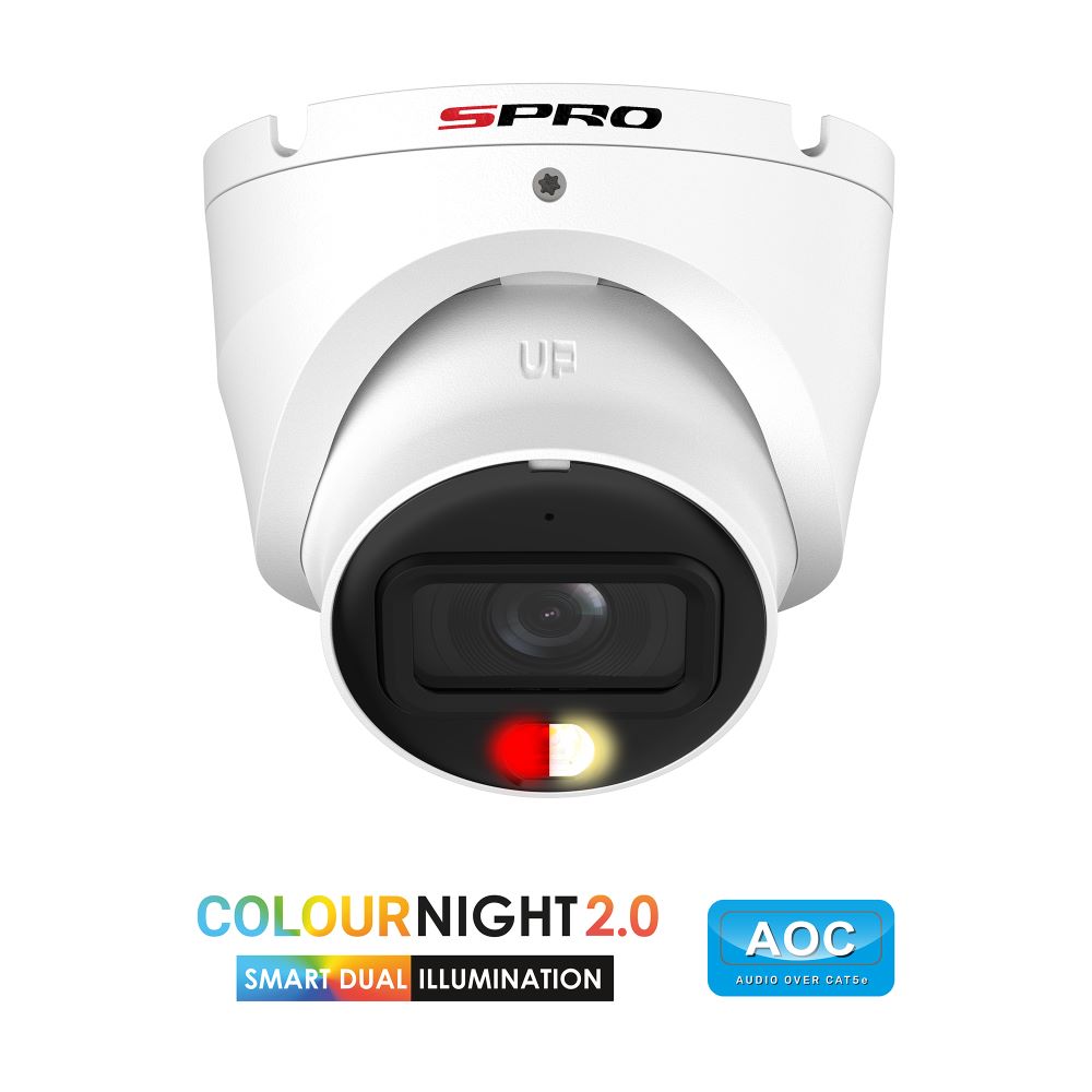 SPRO 8MP IP Turret with COLOUR NIGHT 2.0 and Built-In Mic (White)