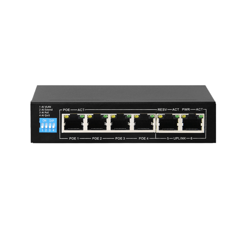Genie 4 Port Gigabit PoE Ethernet Switch cw Power Adapter