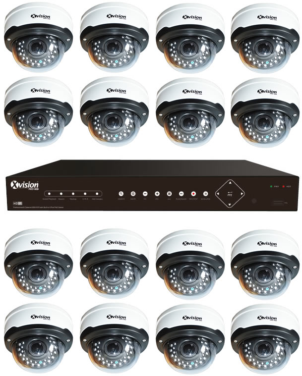 16 x Xvision HD Professional 4 Megapixel Dome Camera System