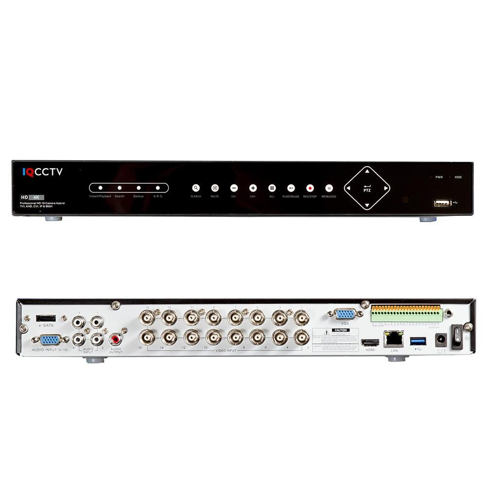 IQCCTV Hybrid 16 Camera H264+ 5MP AHD/TVI/CVI/IP/960H (5MP, 1080P, 720P, 960H) or 24 Camera IP Hybrid DVR