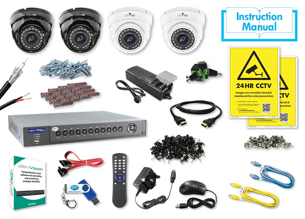 4 Camera HD CCTV Kit HD Mini 3.6mm Eyeballs