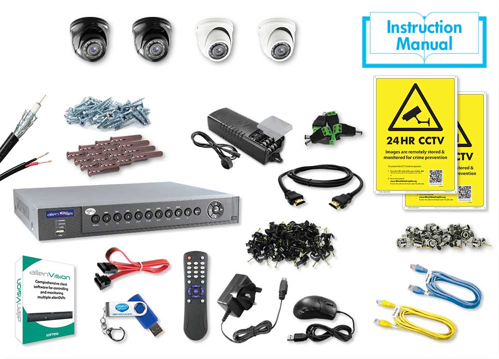 4 Camera Hd Cctv Kit MiniRok 3.6mm HD Eyeballs