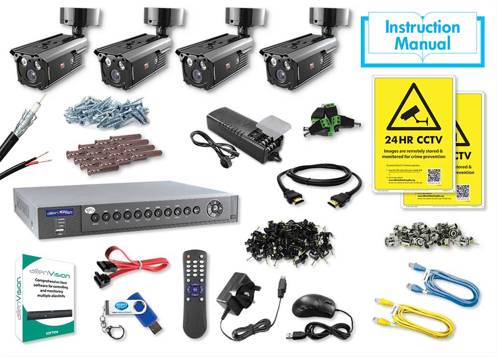 4 x HD Camera System with 4 Channel Megahero HD DVR