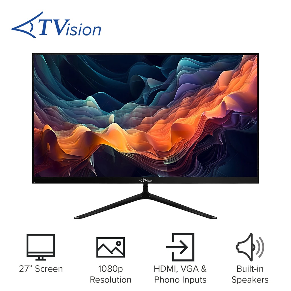 TVision 1080p LED Monitor With HDMI, VGA & Phono input - 27 Inch