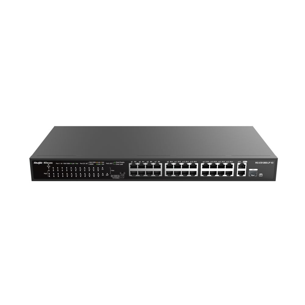 Ruijie Reyee 24-Port 10/100 Mbps with 2-Port Gigabit Rackmount PoE Switch (RG-ES126S-LP V2)