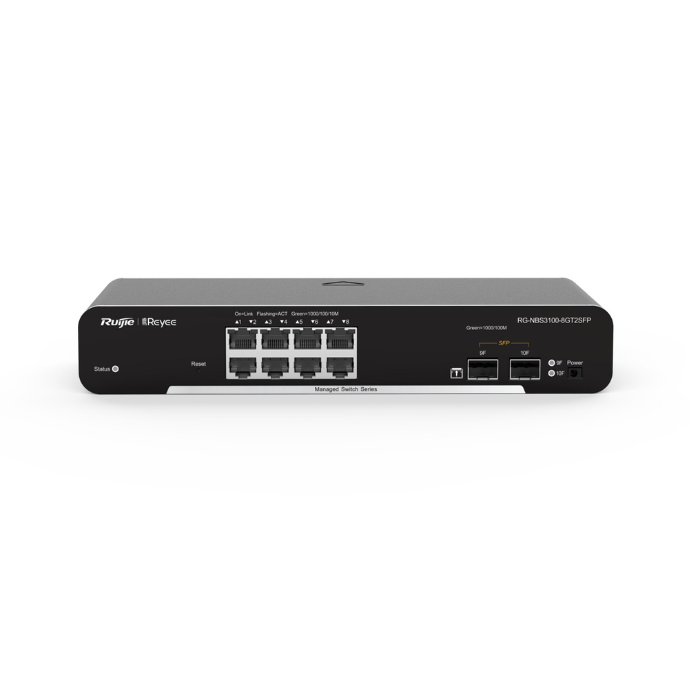 Ruijie Reyee 10-Port Gigabit Layer 2 Cloud Managed Non-PoE Switch (RG-NBS3100-8GT2SFP)