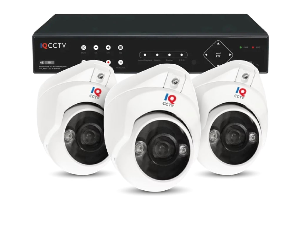 IQCCTV 5MP White LED Mini Dome 3 camera HD CCTV System