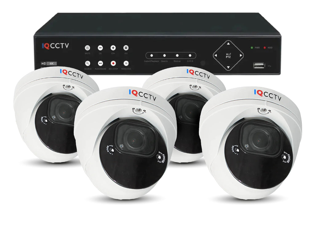IQCCTV 4K Varifocal Pro Dome (White) 4 camera HD CCTV System