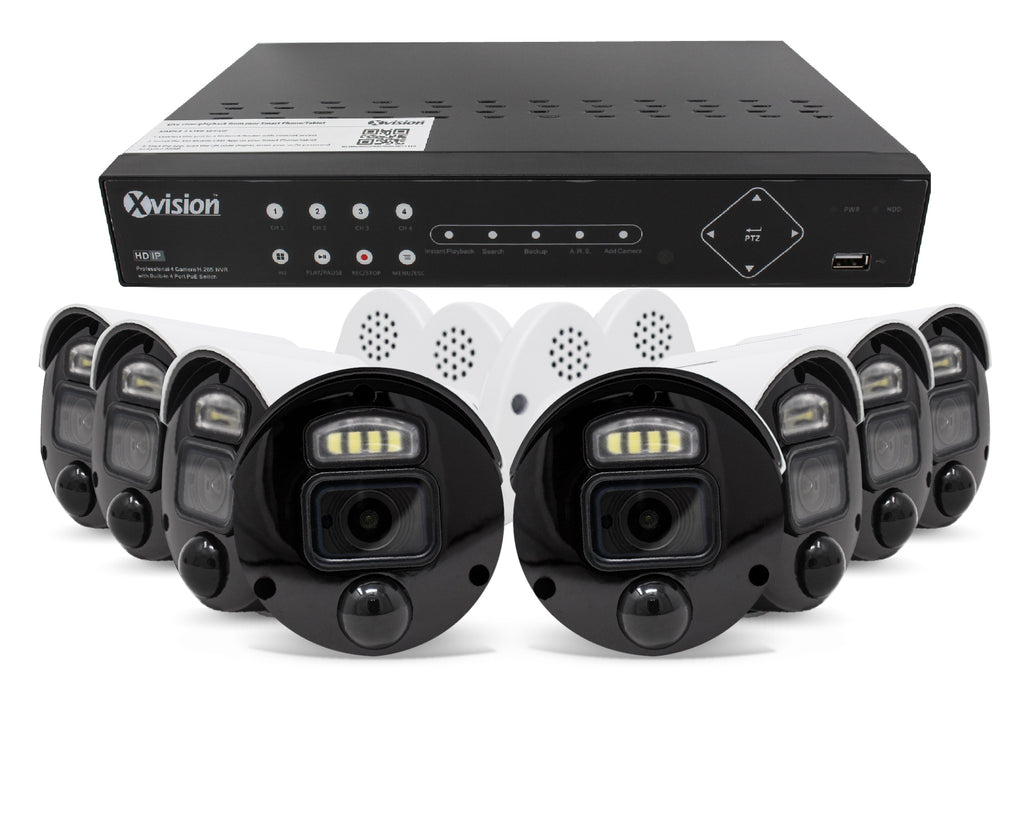 Xvision 5MP Active Defence Mini Bullet 8 camera PoE IP CCTV system