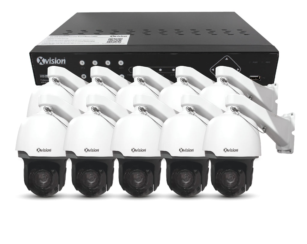 Xvision 5MP Speed Dome 10 camera PoE IP CCTV system