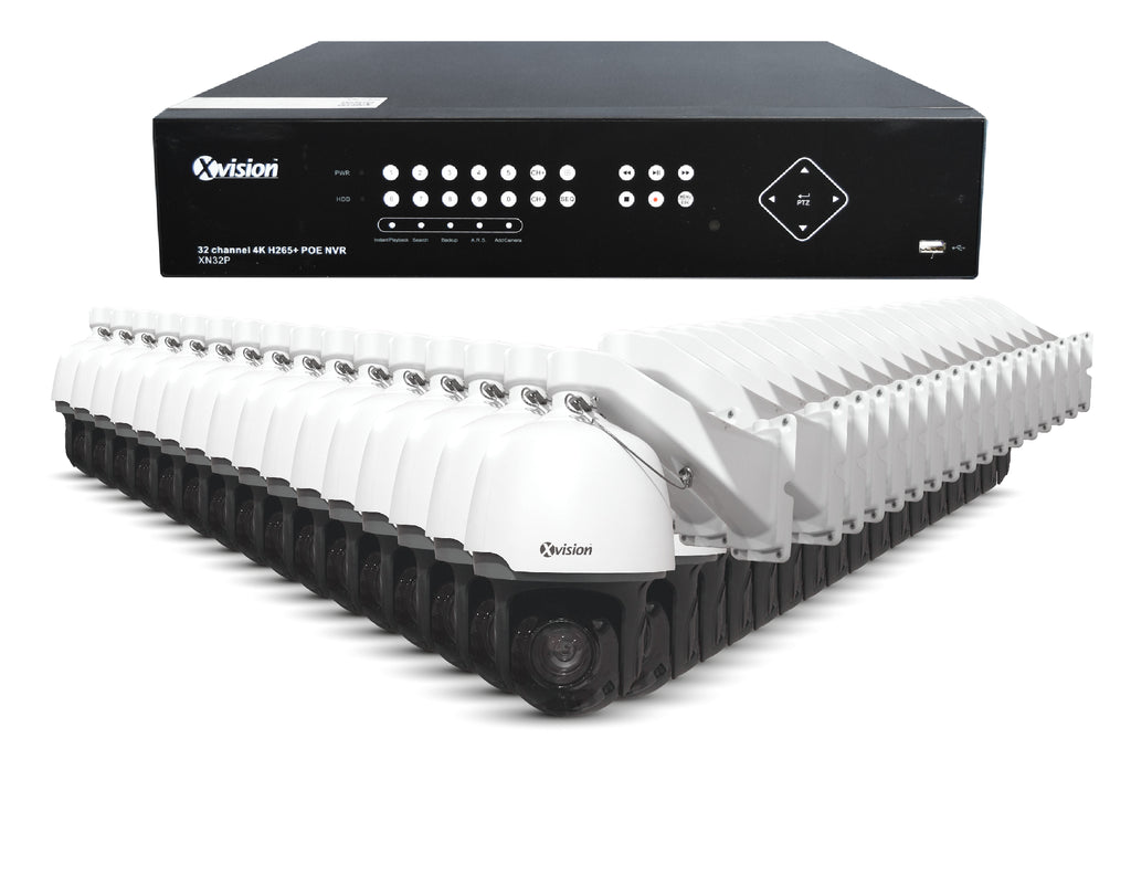 Xvision 5MP Speed Dome 32 camera PoE IP CCTV system