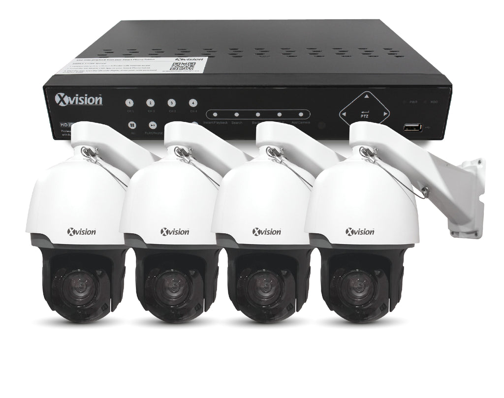 Xvision 5MP Speed Dome 4 camera PoE IP CCTV system
