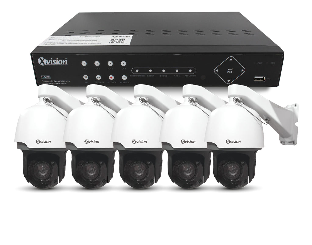 Xvision 5MP Speed Dome 5 camera PoE IP CCTV system
