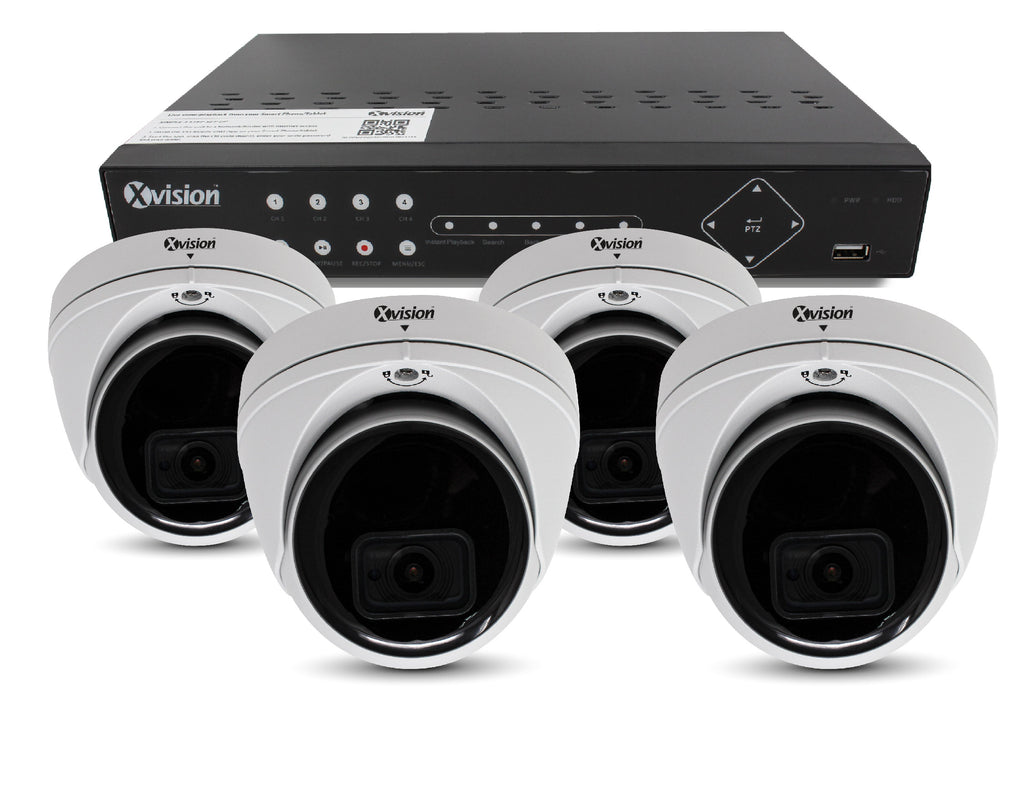 Xvision 5MP Mini Dome 4 camera PoE IP CCTV system