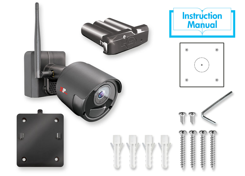 Black White Battery Powered HD Wireless Camera and Battery