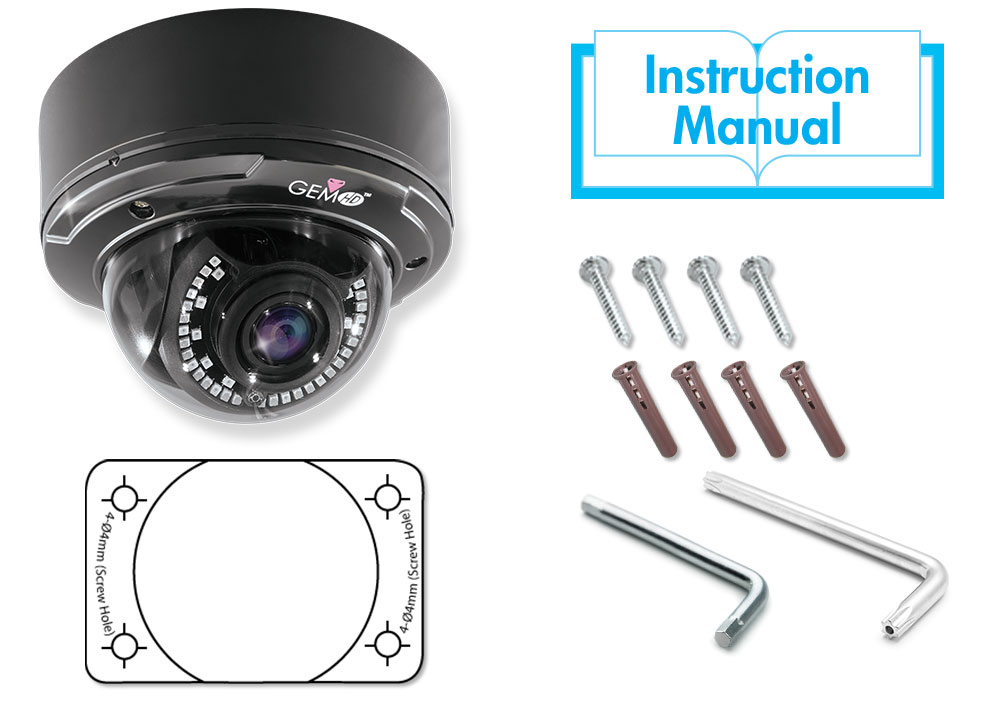 External 2.8-12mm 12V DC HD Dome Camera - Black