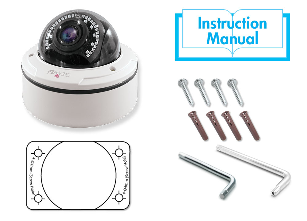 External 2.8-12mm 12VDC HD Dome Camera - White
