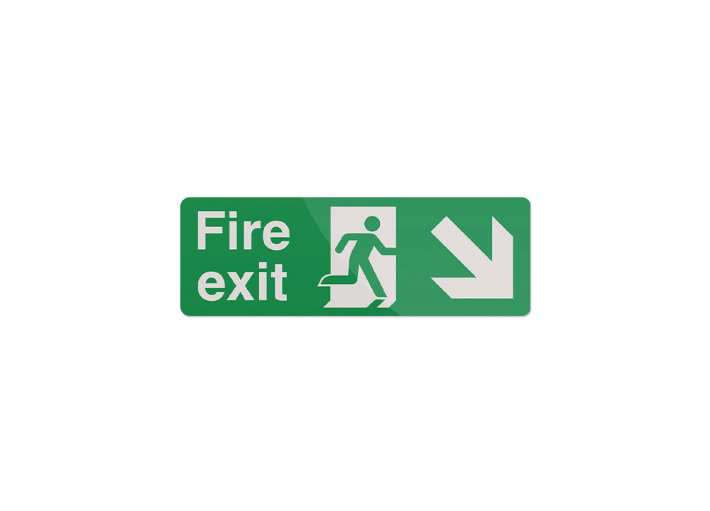 Sign -Fire Exit Right Down 400 X150MM Rig