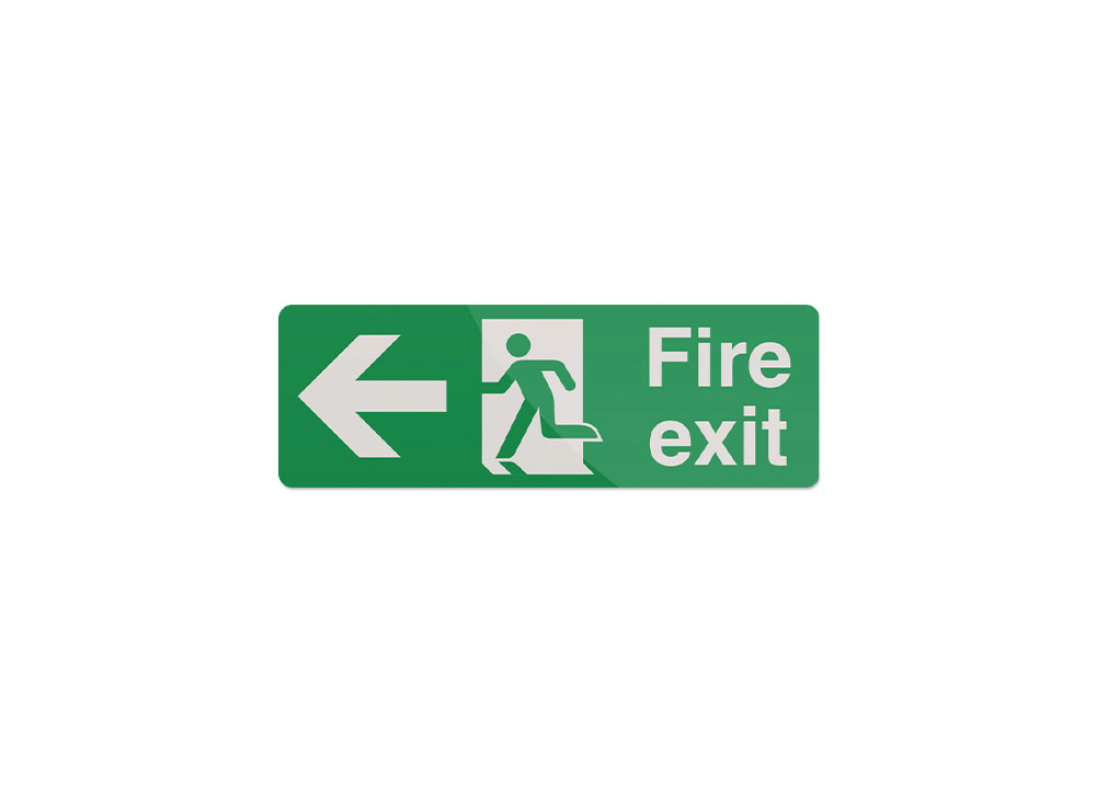 Sign -Fire Exit Left 400X150MM Rigid