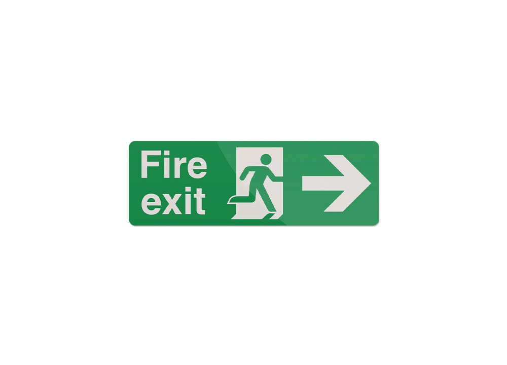 Sign -Fire Exit Right 400 X150MM Rigid
