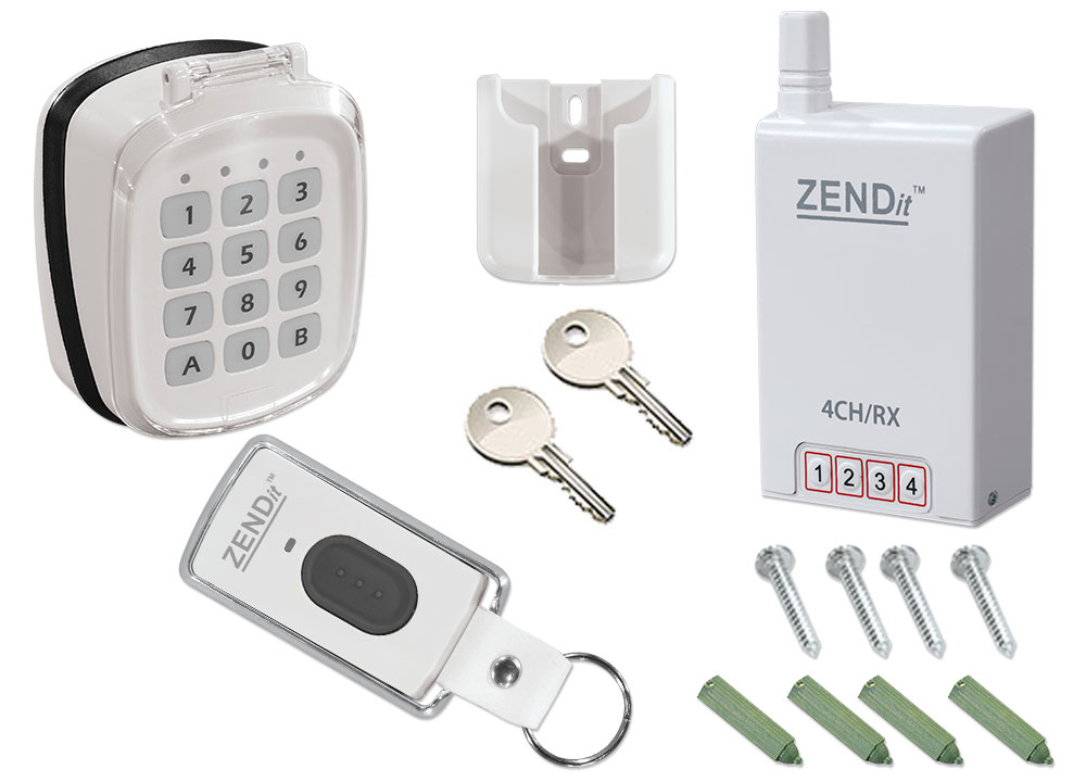 Wirefree Kit 1 x 2 Channel Key Fob + 2 Channel Key Pad + 4 Channel Receiver (White)