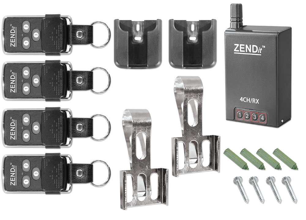 Wirefree 4 x 3 Channel Black Keyfob & Receiver 4 Channel Black