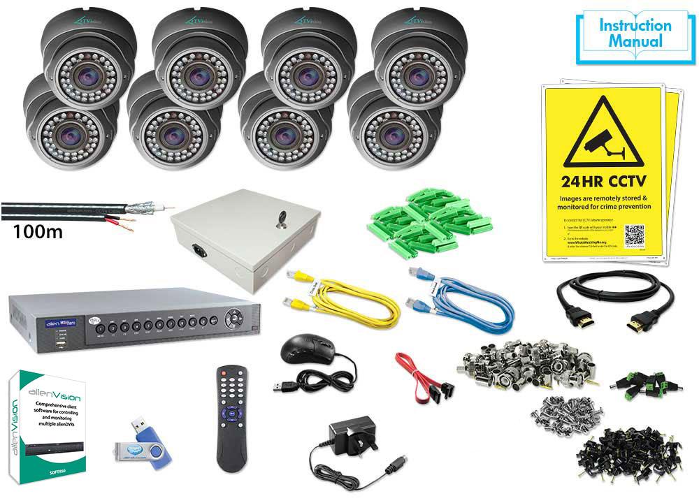8 Channel MegaHero + 8 HD Eyeball Dome Cameras 1TB HDD