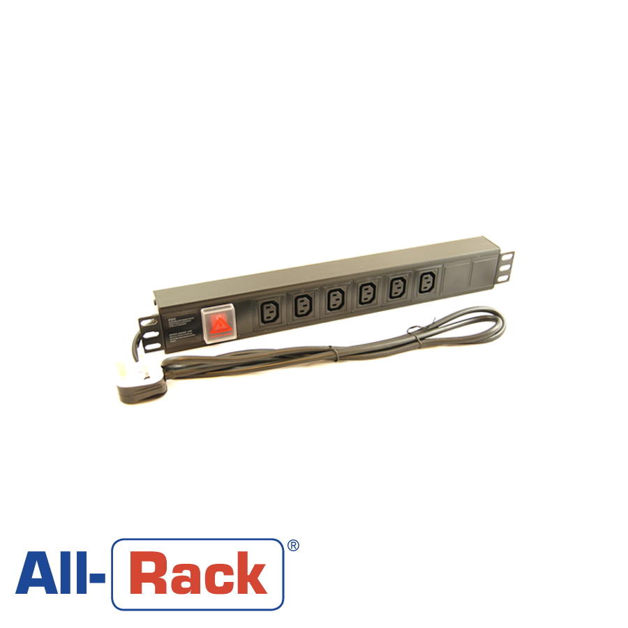 All- Rack 6 - 16 Way LEC C13 Horizontal PDU - UK Lead